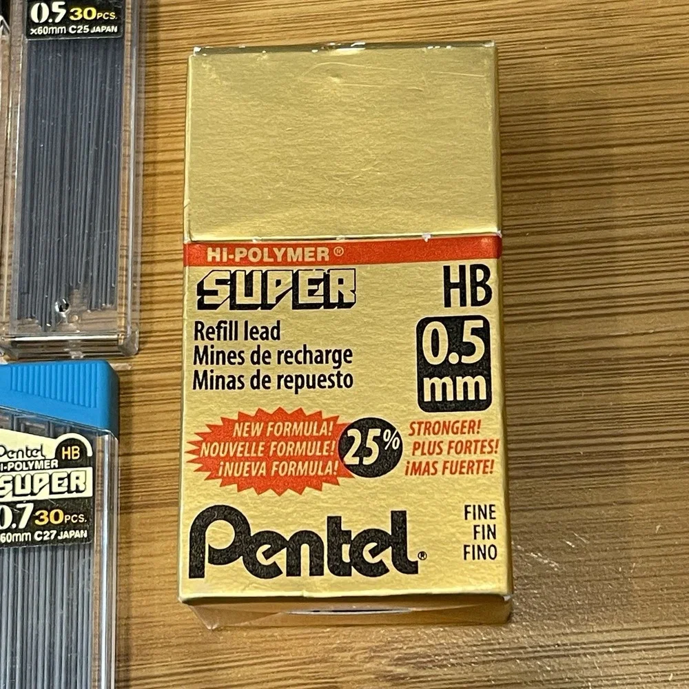 Pentel Super Hi Polymer Refill Lead HB 0.5mm  0.7mm Mechanical Pencil Tubes Lot