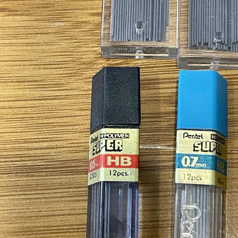 Pentel Super Hi Polymer Refill Lead HB 0.5mm  0.7mm Mechanical Pencil Tubes Lot