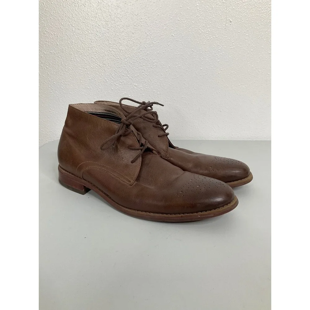 Florsheim Mens Brown Leather Chukka Boots Medallion Toe 15085-200‎ Size 10.5 D