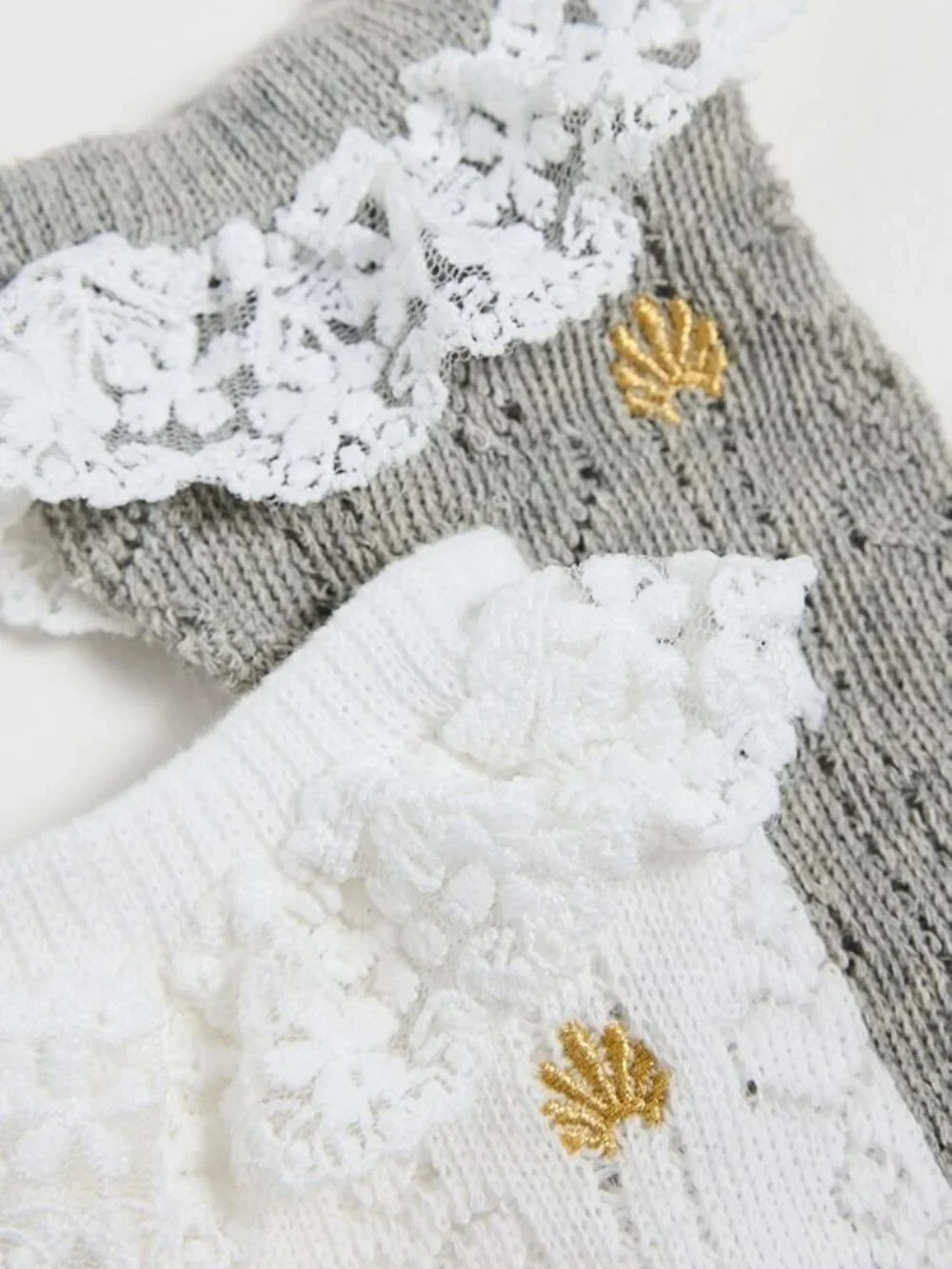 LELE SADOUGHI Set of Two Heather Socks in Ivory and Grey One Size Fits Most NWT