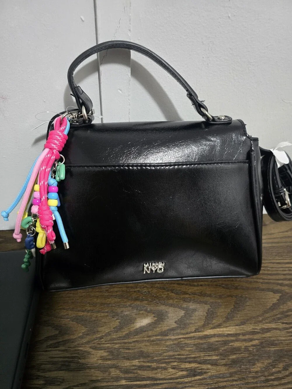 Patent Black Satchel with Top Handles