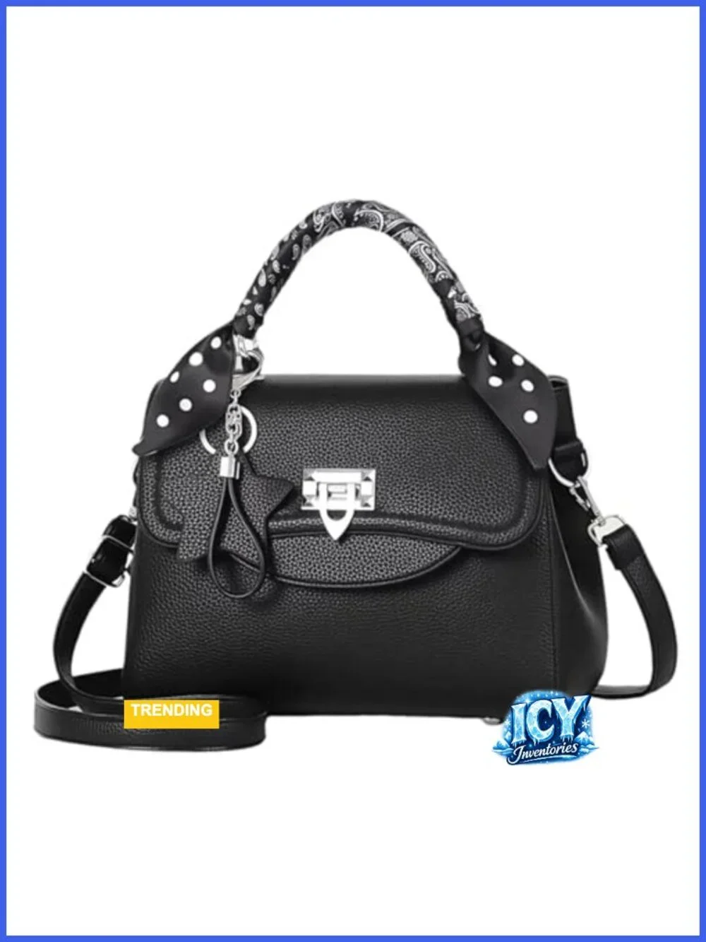 Womens PU Leather Satchel Handbag with Adjustable Crossbody Strap