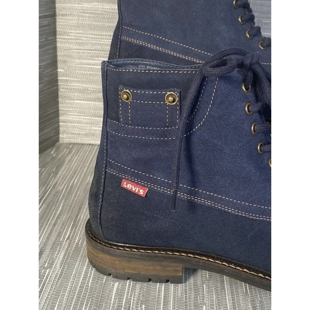 Levis Men's Sheffield Ankle Casual/Work Boots Blue Chambray Suede‎ Lace Up SZ 10