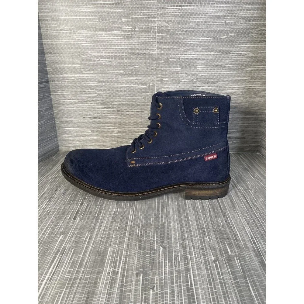 Levis Men's Sheffield Ankle Casual/Work Boots Blue Chambray Suede‎ Lace Up SZ 10