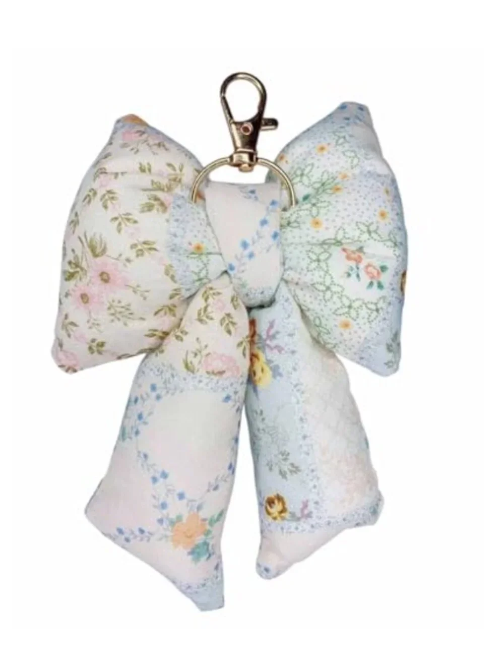 Puffy Bow Keychain Bag Charm Handmade Cotton Keyring Purse Accessory for Women