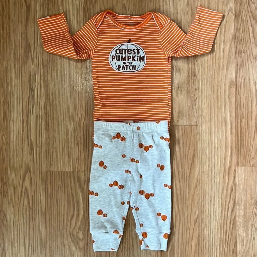 Carters Size 9 Months Cutest Pumpkin In The Patch Onesie and Pant Set