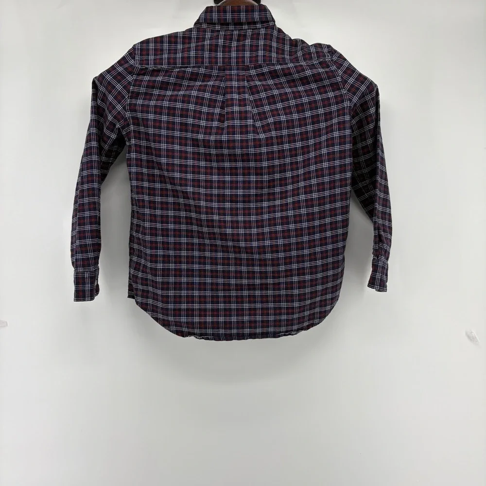 Youth Polo Ralph Lauren LS Navy, Red, White Plaid Button Up Shirt‎ Size 7