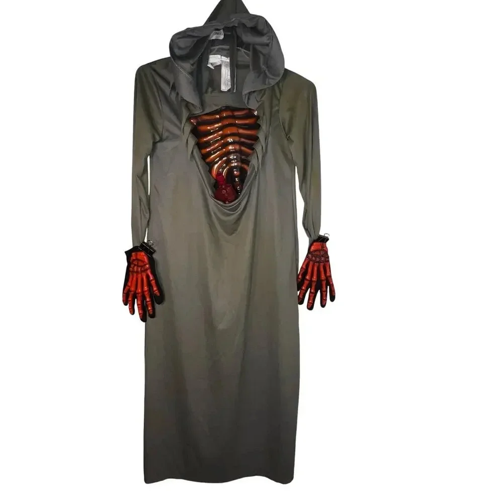 Evil‎ pumpkin skeleton with bleeding heart mask not included boy’s Medium