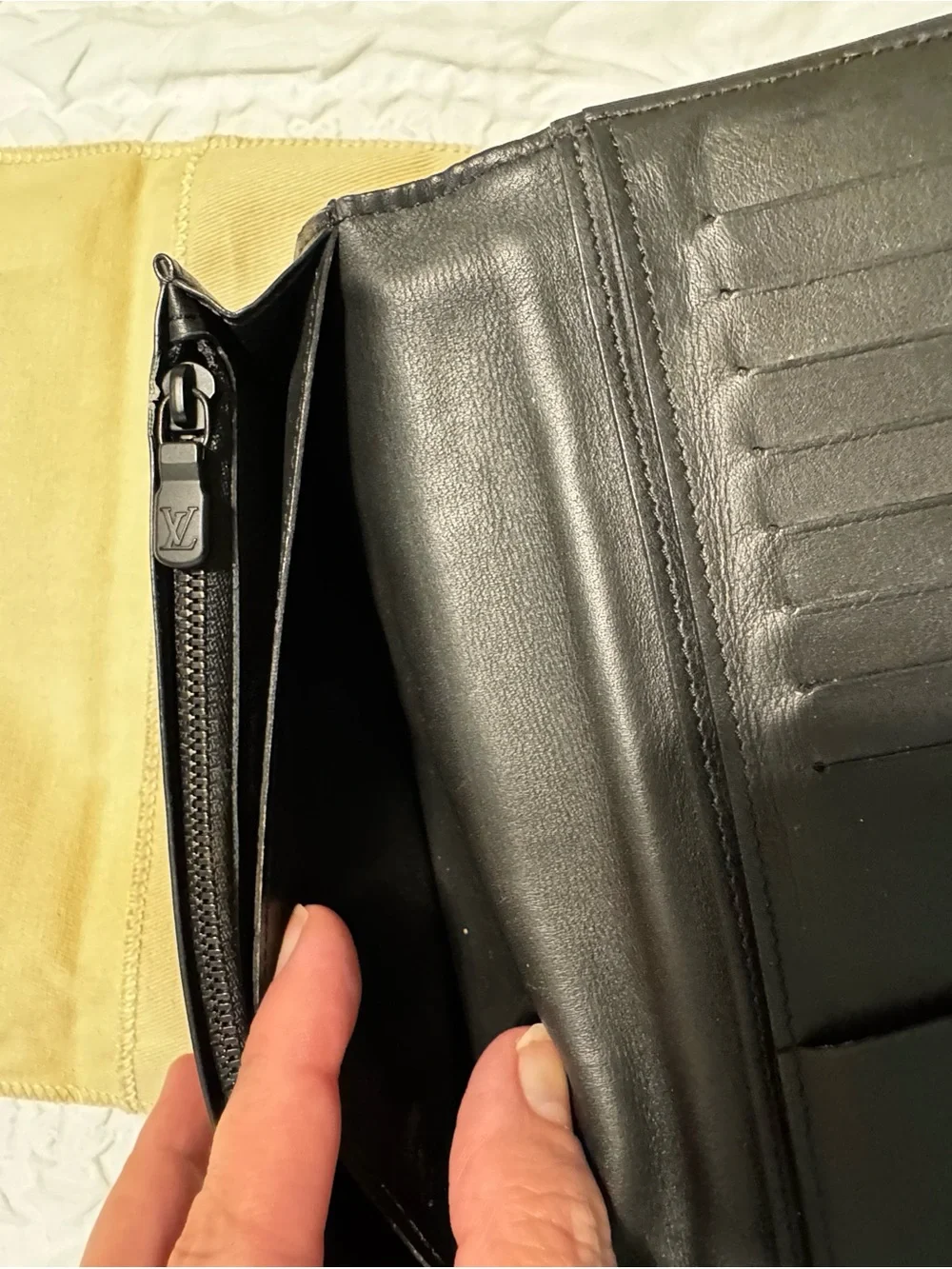 Louis Vuitton Black Embossed 'LOUIS' Leather Long Wallet