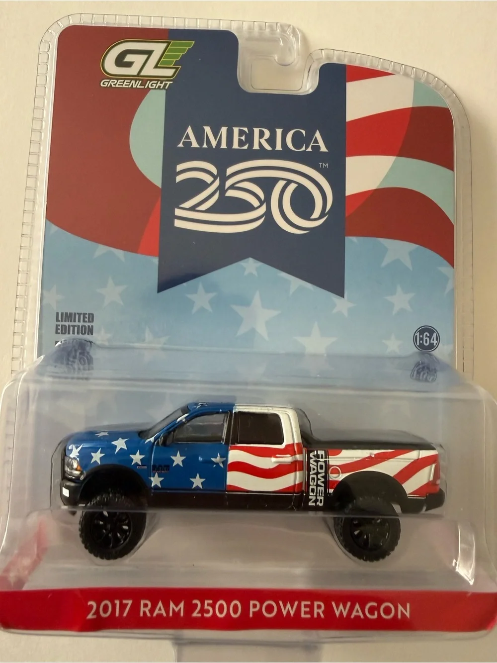 2017 Ram 2500 Power Wagon Toy Truck - American Flag Blue/White/Red