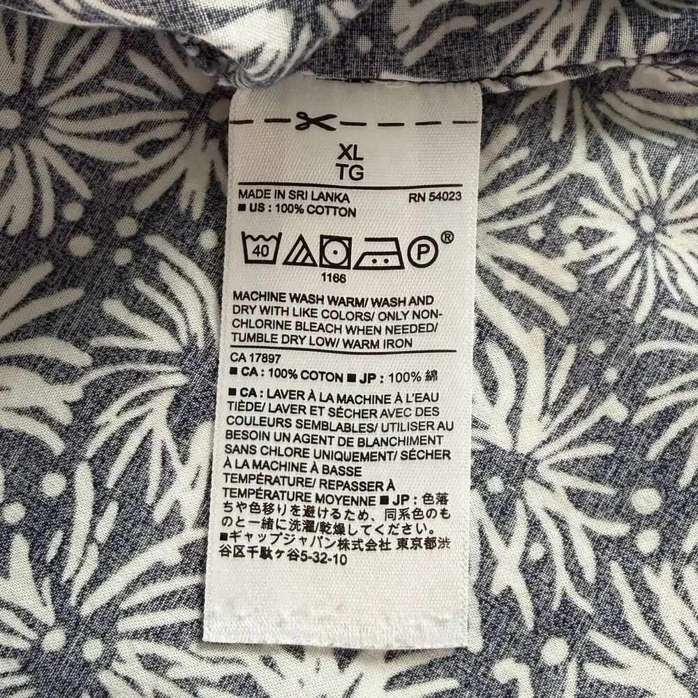 BANANA REPUBLIC Short Sleeve Button Down Shirt Mens XL Dark Blue White Starburst