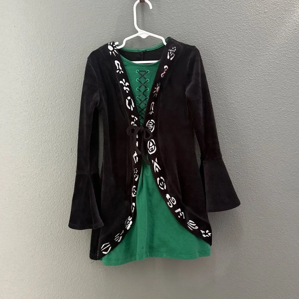 Disney Hocus Pocus Winifred Sanderson Halloween Costume Dress Witch Girls XS 4/5