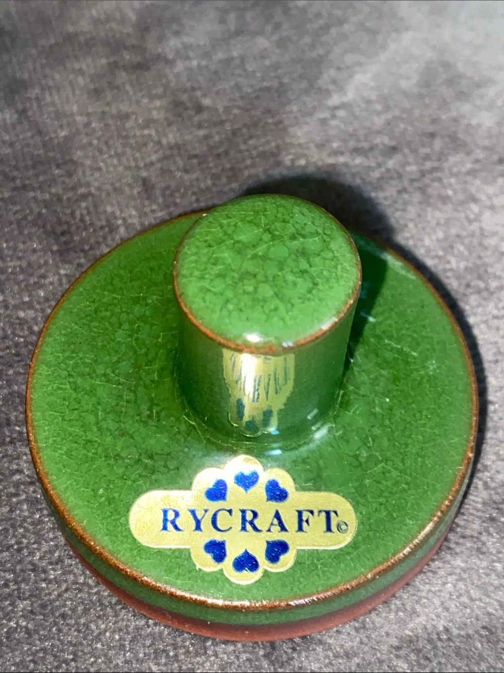 Vintage Rycraft Cookie Stamp Christmas Star Pine Trees Terra Cotta Green Glaze