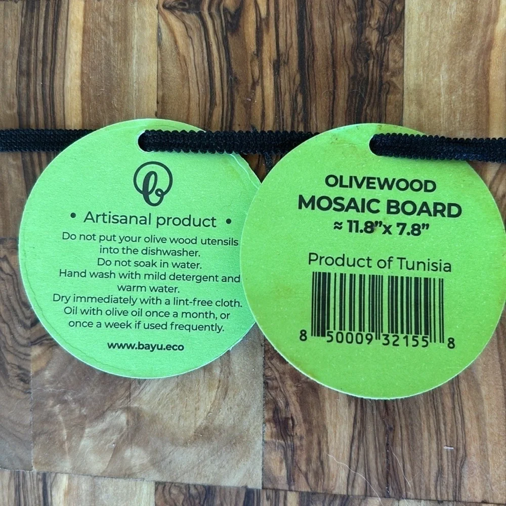 Brand New Olivewood Mosaic Cutting Board Charcuterie Mini Artisanal Housewarming