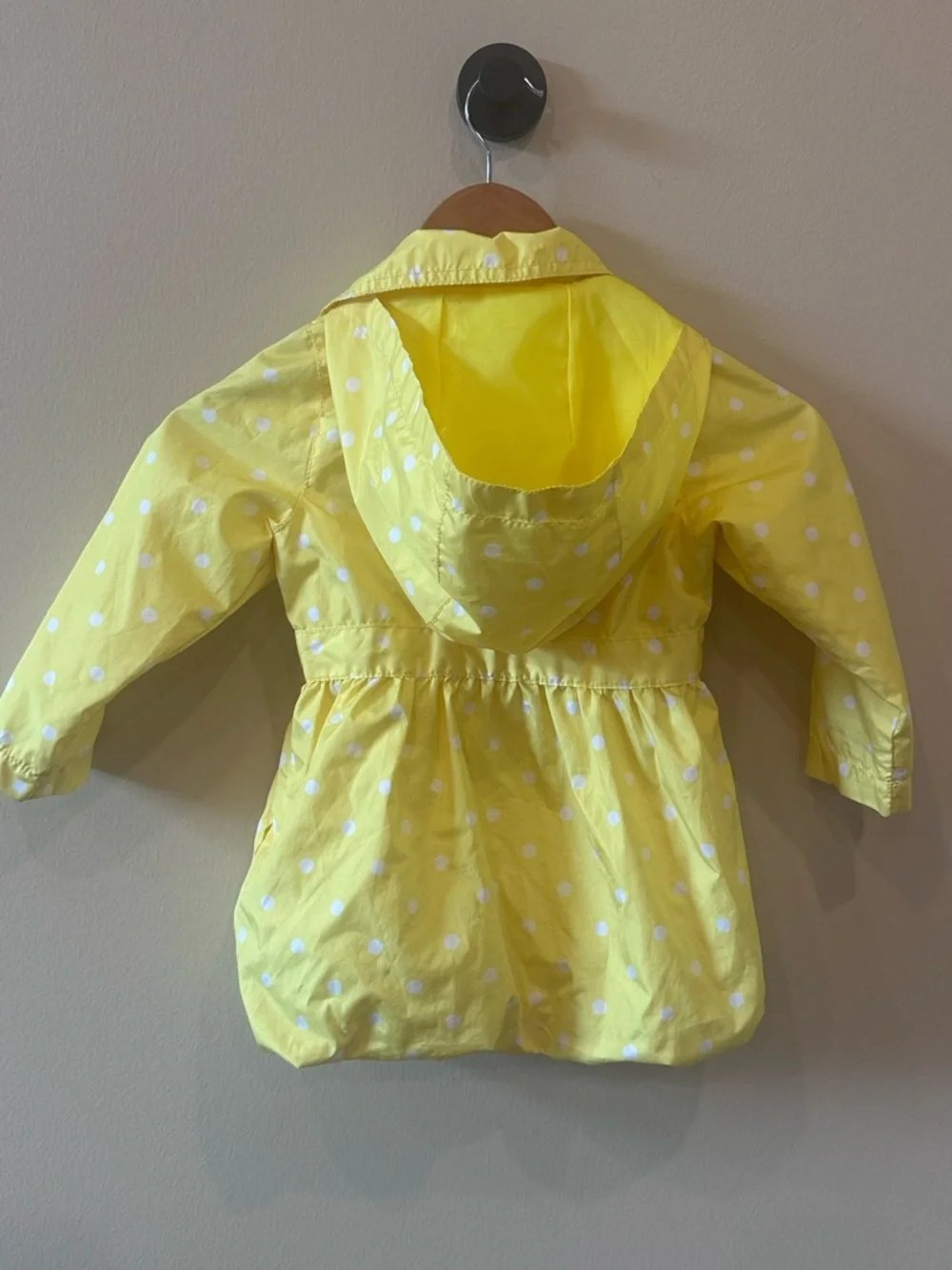 OshKosh B’gosh Girls Yellow Polka Dot Hooded Raincoat Jacket 4T