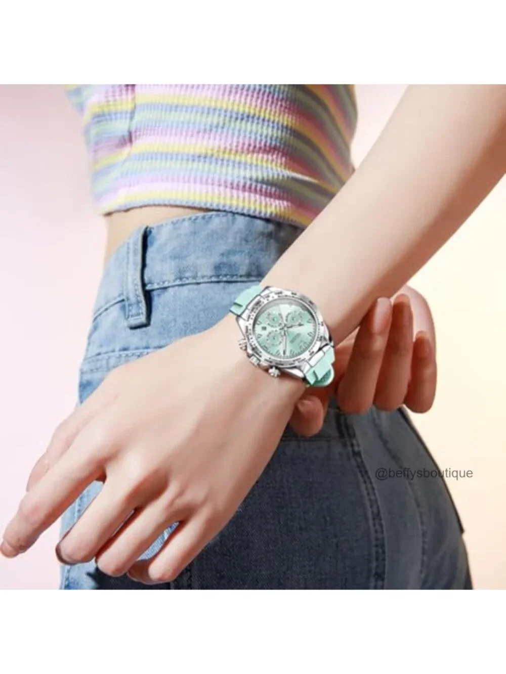 Luxury Diamond Stainless Steel Bracelet Women's Watch Waterproof Chronograph