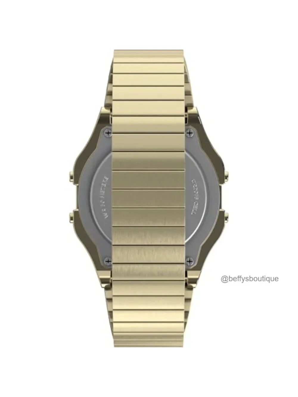 Retro Digital Quartz Watch - Gold-Tone Stainless Steel Bracelet