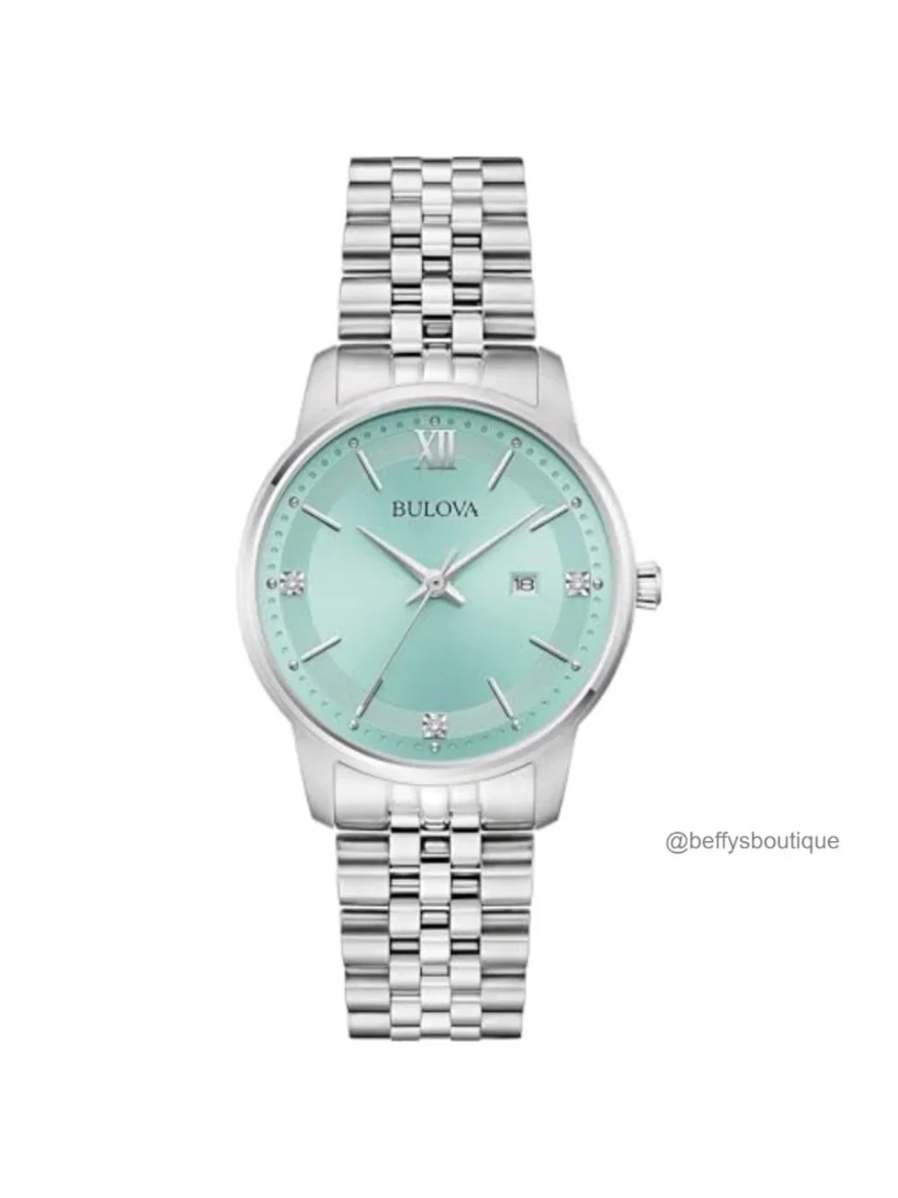 Ladies Diamond Stainless Steel Quartz Watch 32mm Date Display
