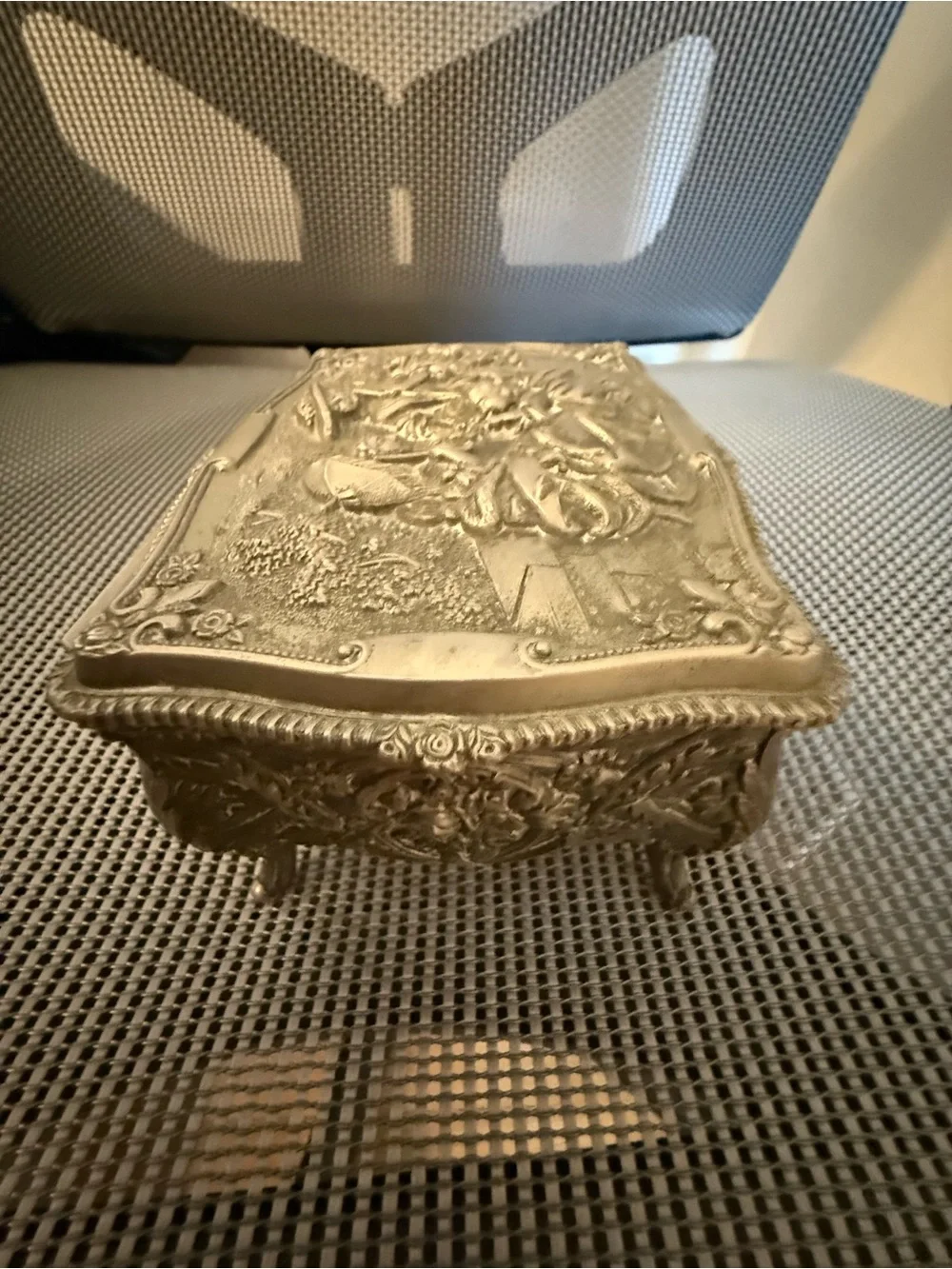 Silver Decorative Metal Trinket Box - Silver Color