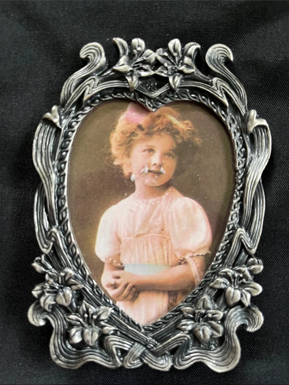 4 Vtg INTERPUR Pewter Picture Frames Floral Victorian Oval Heart Taiwan ROC
