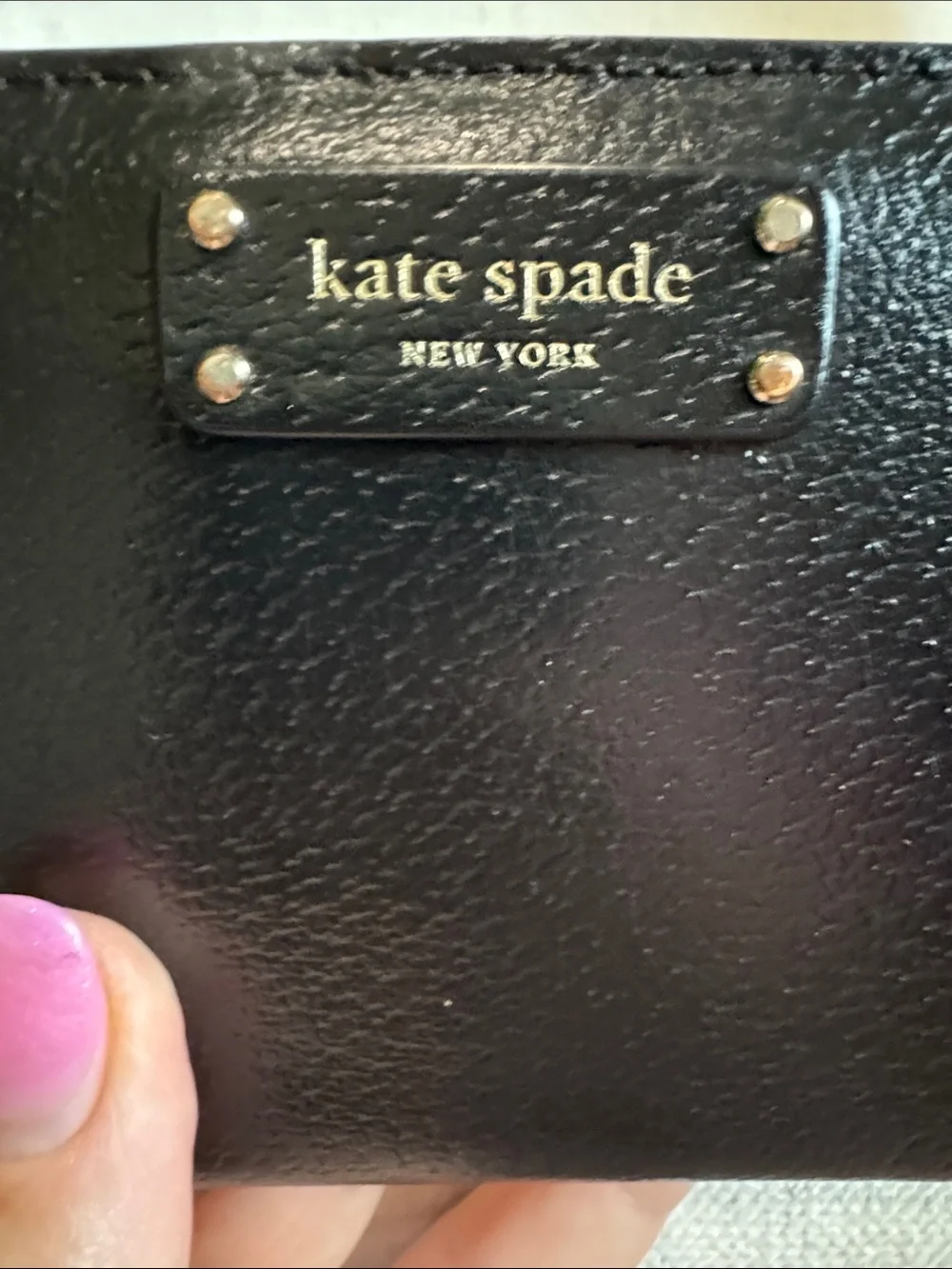 kate spade Black Pebbled Leather Bifold Wallet