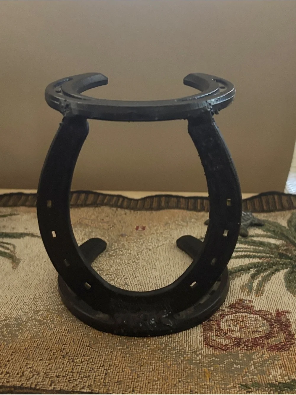 Vintage St Croix Forge Black Forged Horseshoe Single Wine Bottle Holder Rack