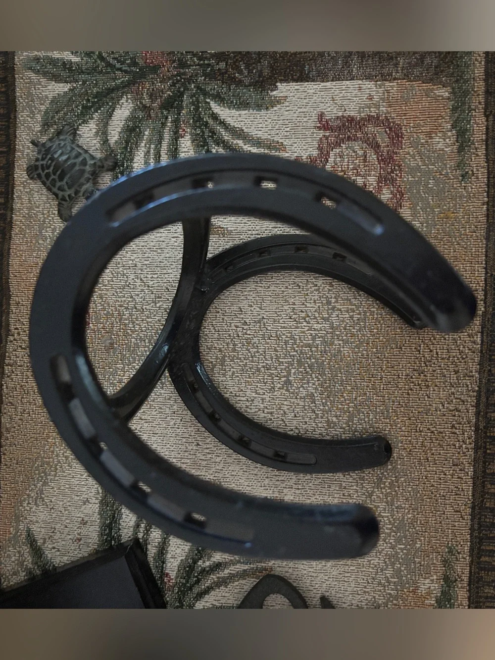 Vintage St Croix Forge Black Forged Horseshoe Single Wine Bottle Holder Rack