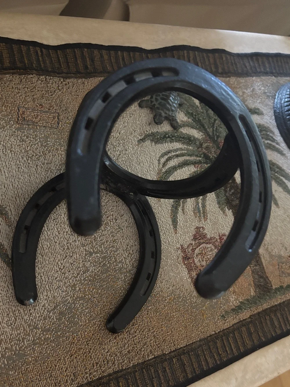 Vintage St Croix Forge Black Forged Horseshoe Single Wine Bottle Holder Rack