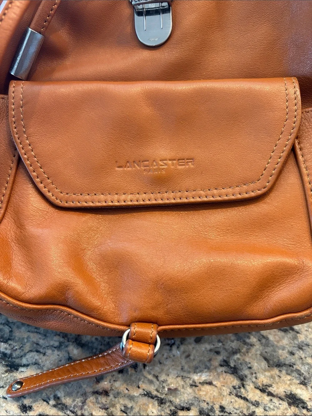 Lancaster Paris Soft Vintage Nova Full-Grain Cowhide Leather Backpack Cognac
