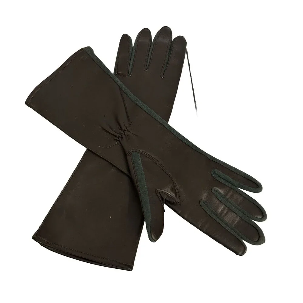 Vintage Opera Length Long Gloves  Party Plain  Evening Vinyl Gloves Brown Japan