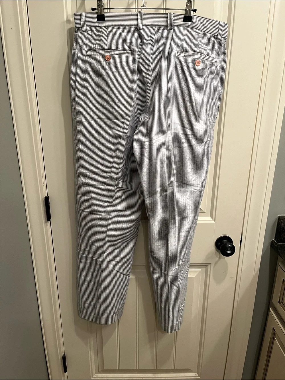 Men's Seersucker Dress Pants — Blue & White