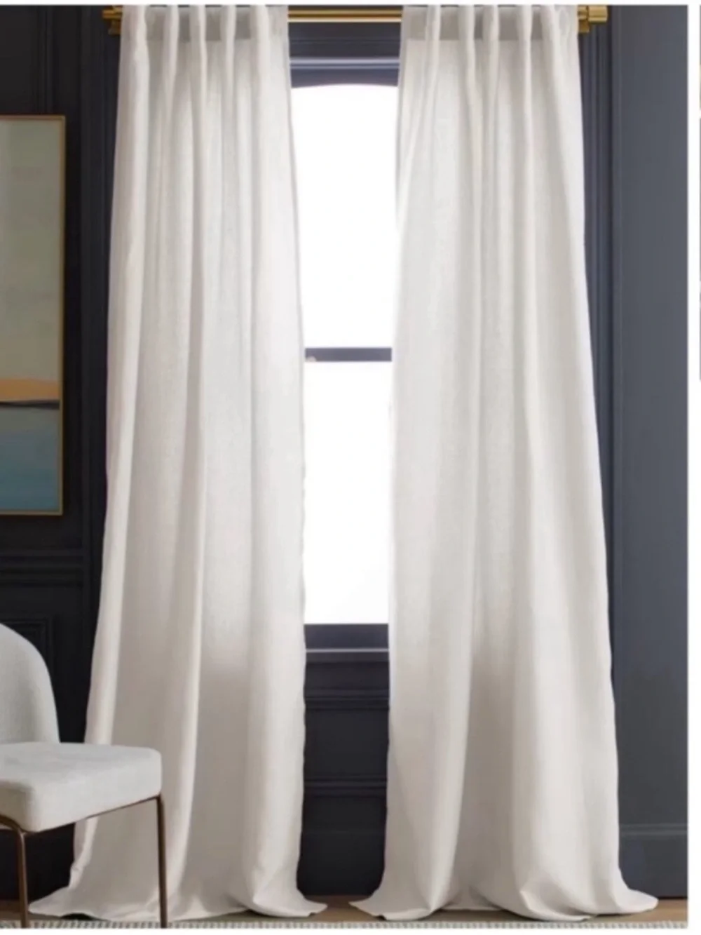 NWT QUINCE Set Of 2 48x96 European Linen Curtains Cream 0432