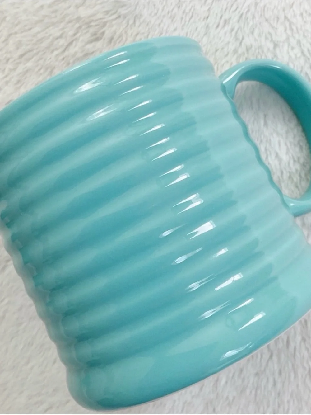Pier 1 Aqua Turquoise Ribbed Coffee Mugs Set 2 Coastal Cottage