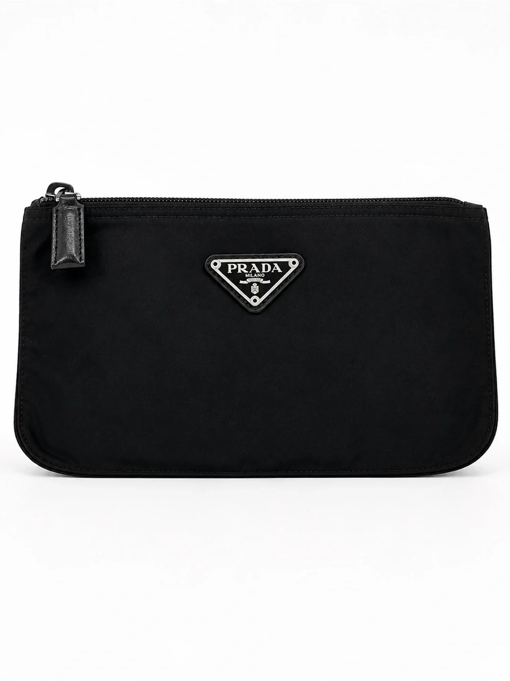 Prada Tessuto Nylon Zip Pouch Cosmetic Case Black Authentic COA