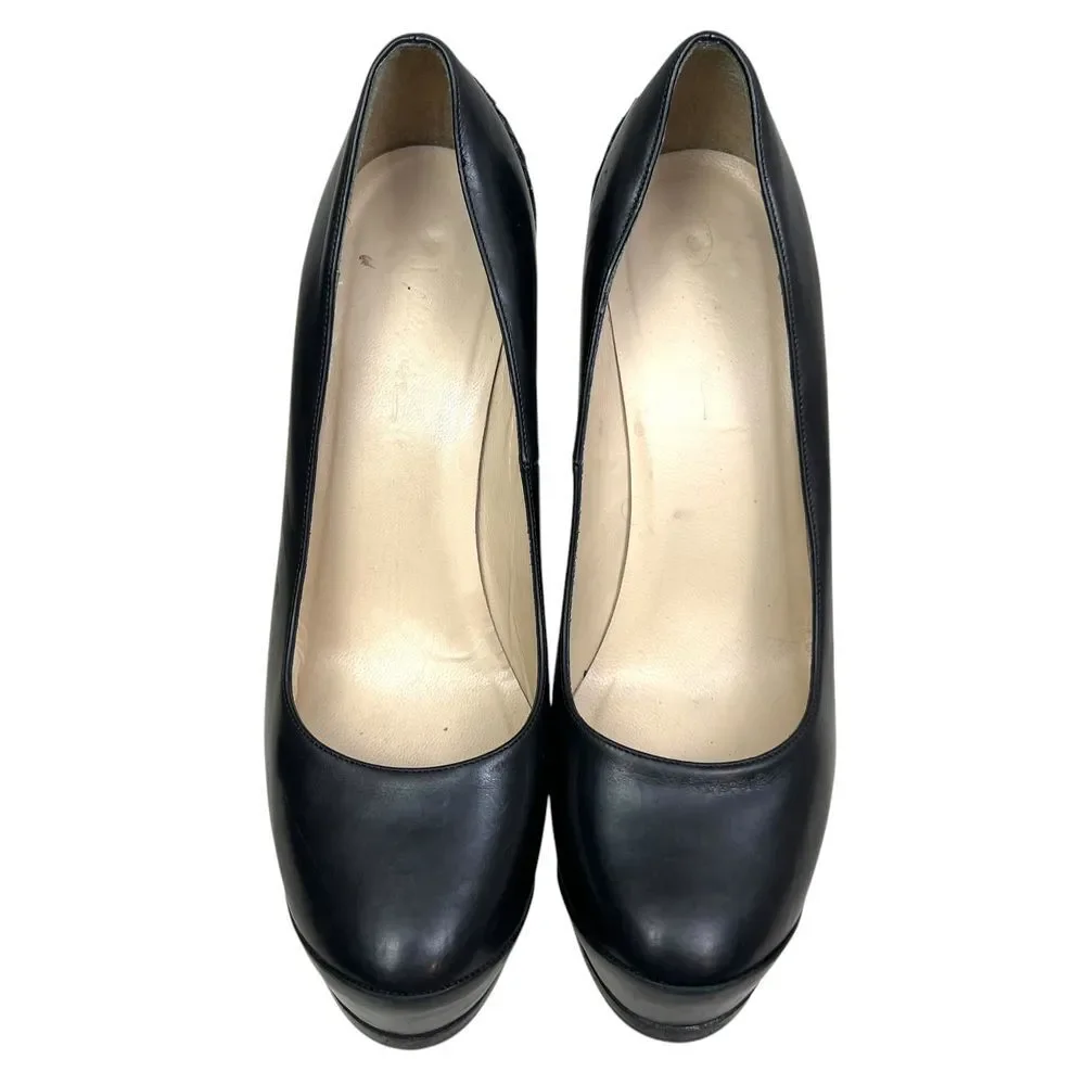 3.1 Phillip Lim Women Platform Pumps Black Leather Textured Cone‎ Heel Sz 6