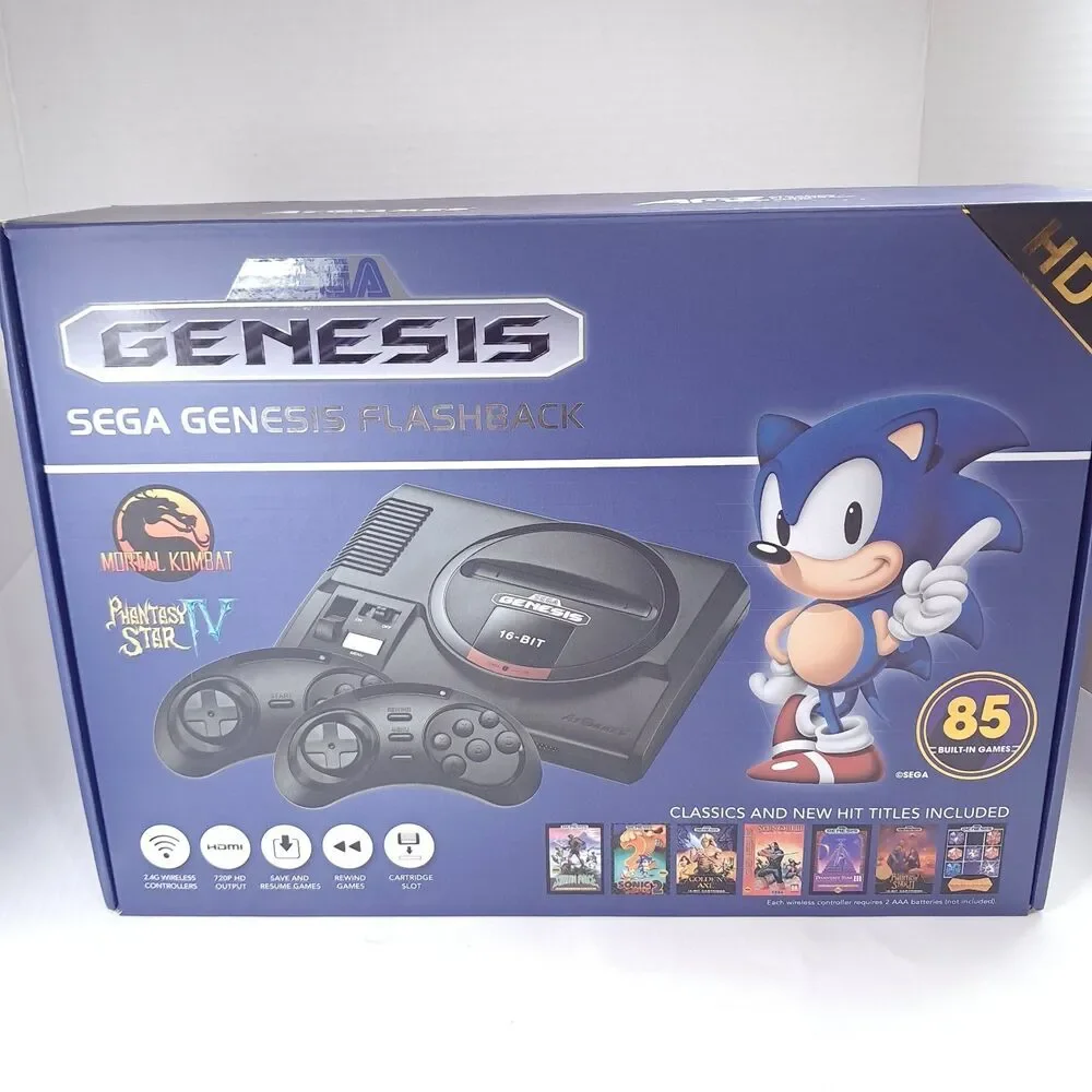 New/open box Sega Genesis HD Flashback Video Game Console Black FB3680 Plug play