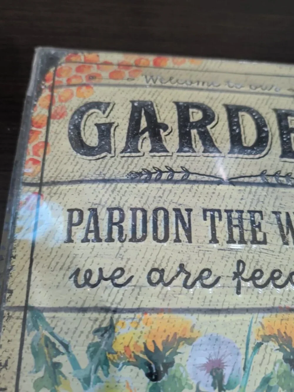 LANOLU Pardon The Weeds Bee Metal Sign 8x12 Vintage Garden Decor