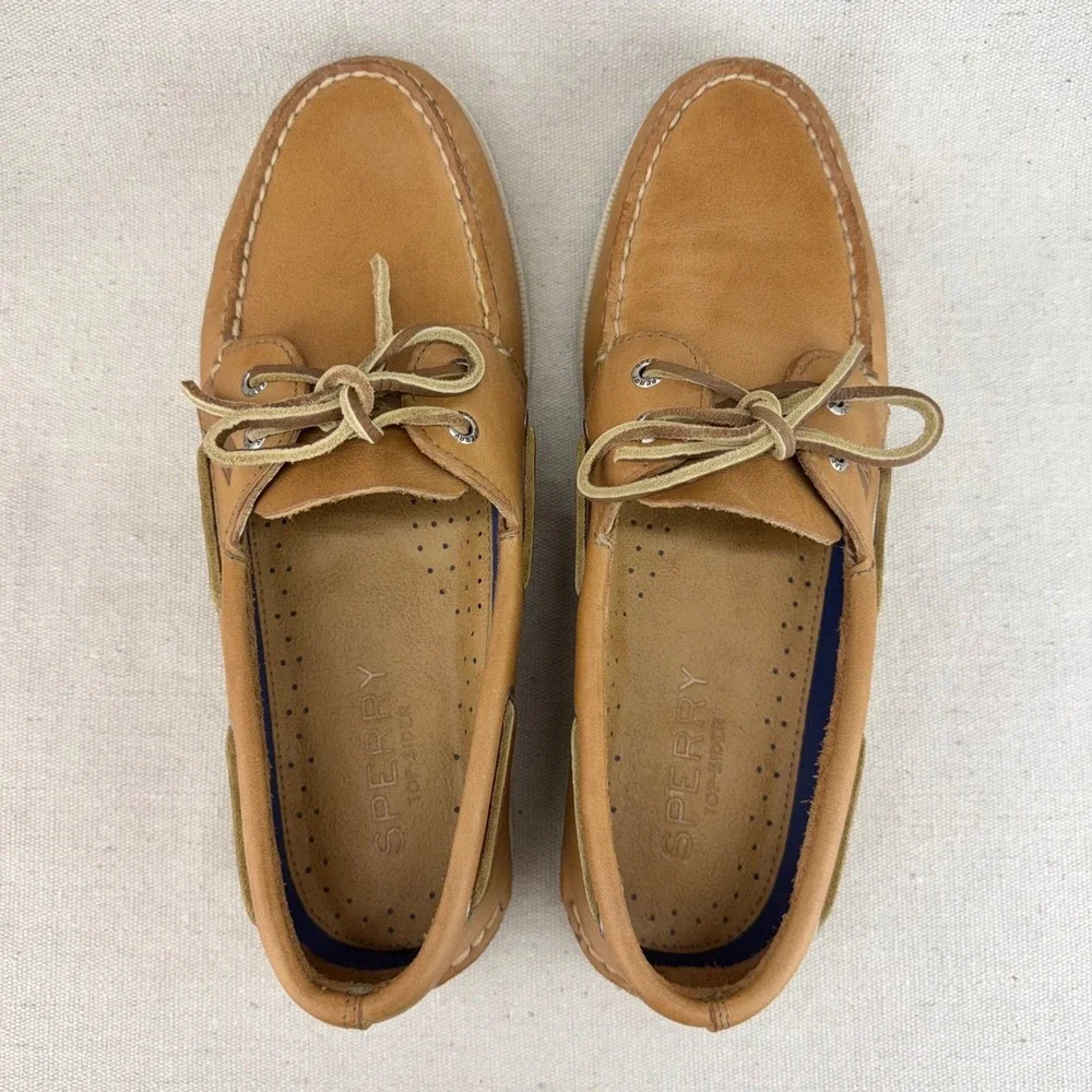 Sperry Top-Sider Mens Authentic Original 2-Eye Boat Shoes Tan Leather 10.5 M