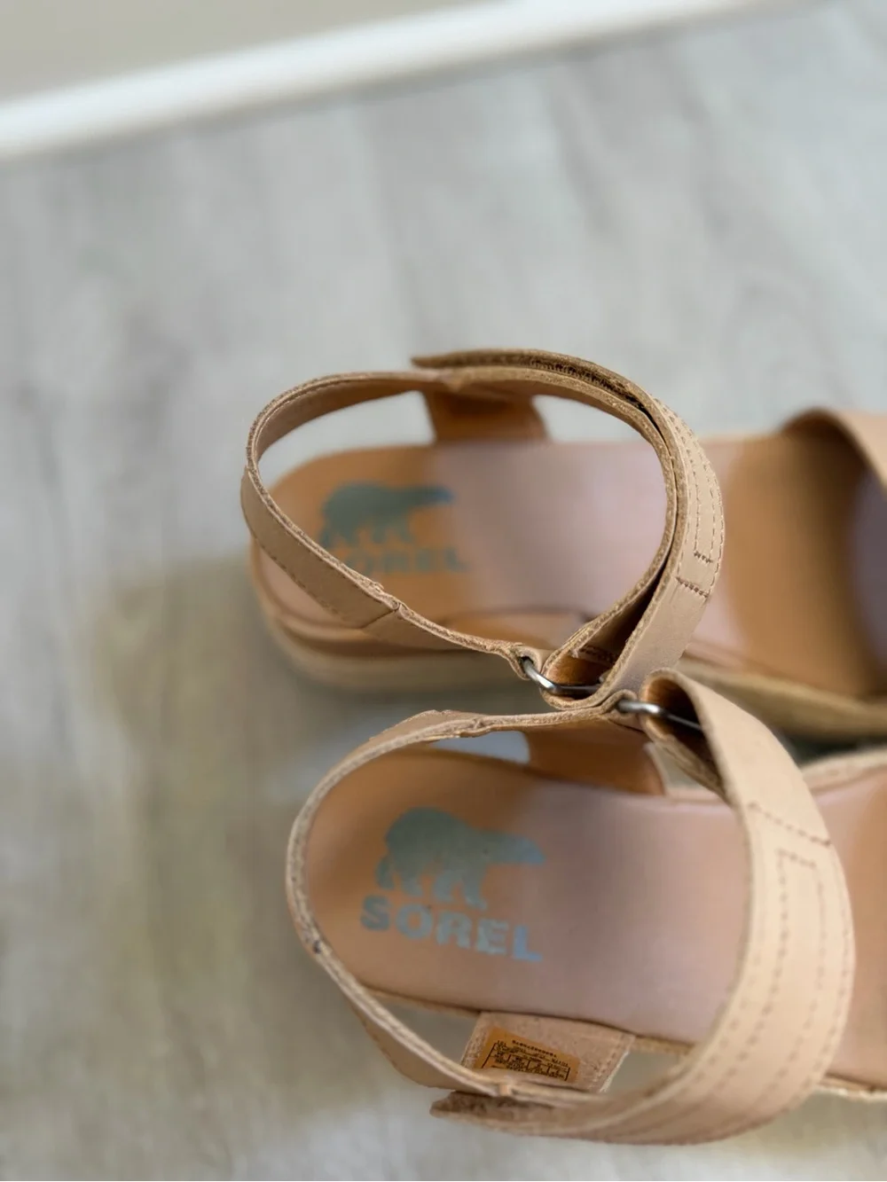 Sorel Tan Platform Espadrille Sandals with Ankle Strap