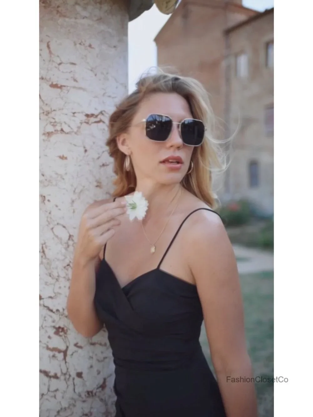 Retro Square Polarized Sunglasses for Women UV400 Metal Frame Oversized Shades