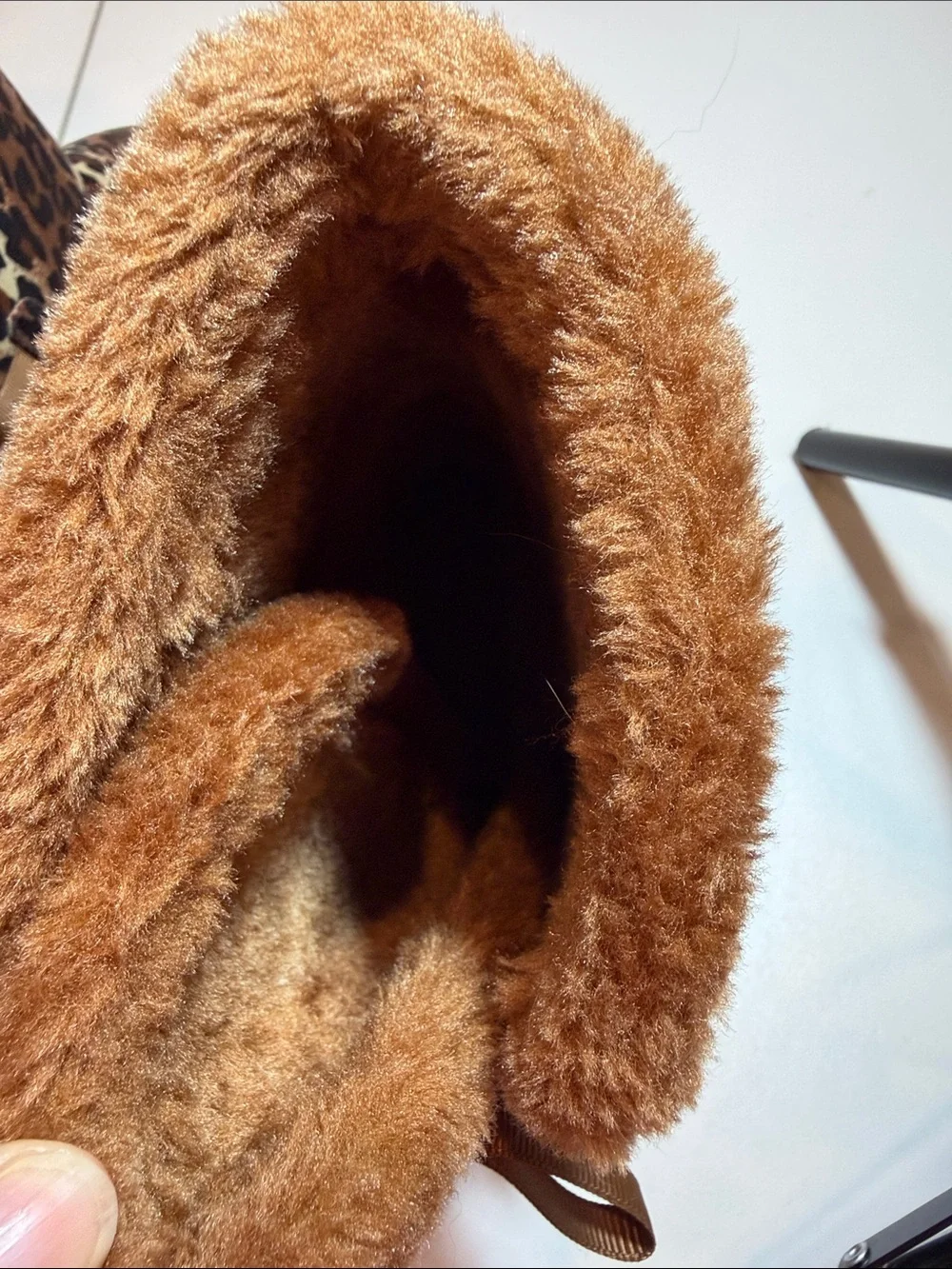 Link Girls Leopard Print Faux Fur Bow Boots Size 3 Y2K