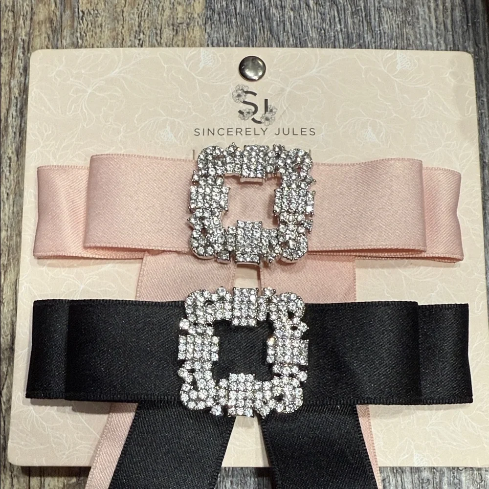 Sincerly Jules Butterfly Clips and Ribbon Set - Pink, Blue, Yellow, Black