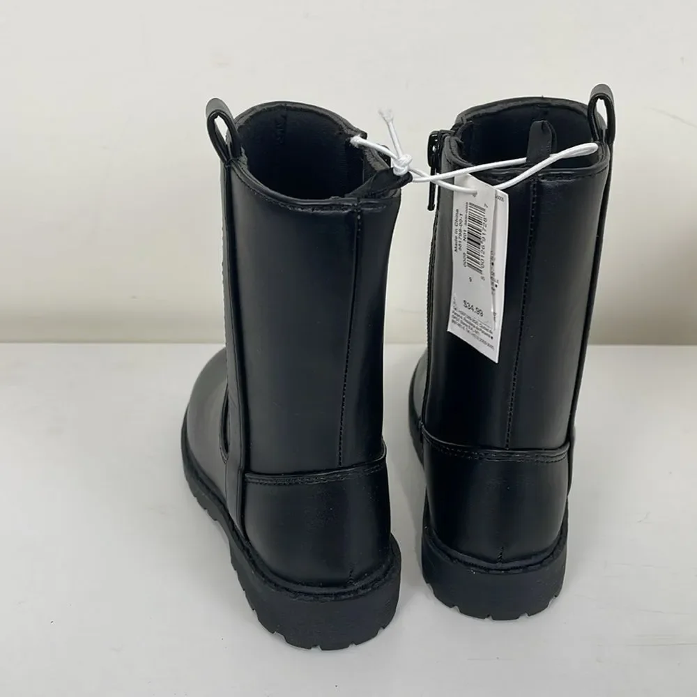NWT Black Faux Leather Boots Todder Girls 9 Old Navy Zip Up
