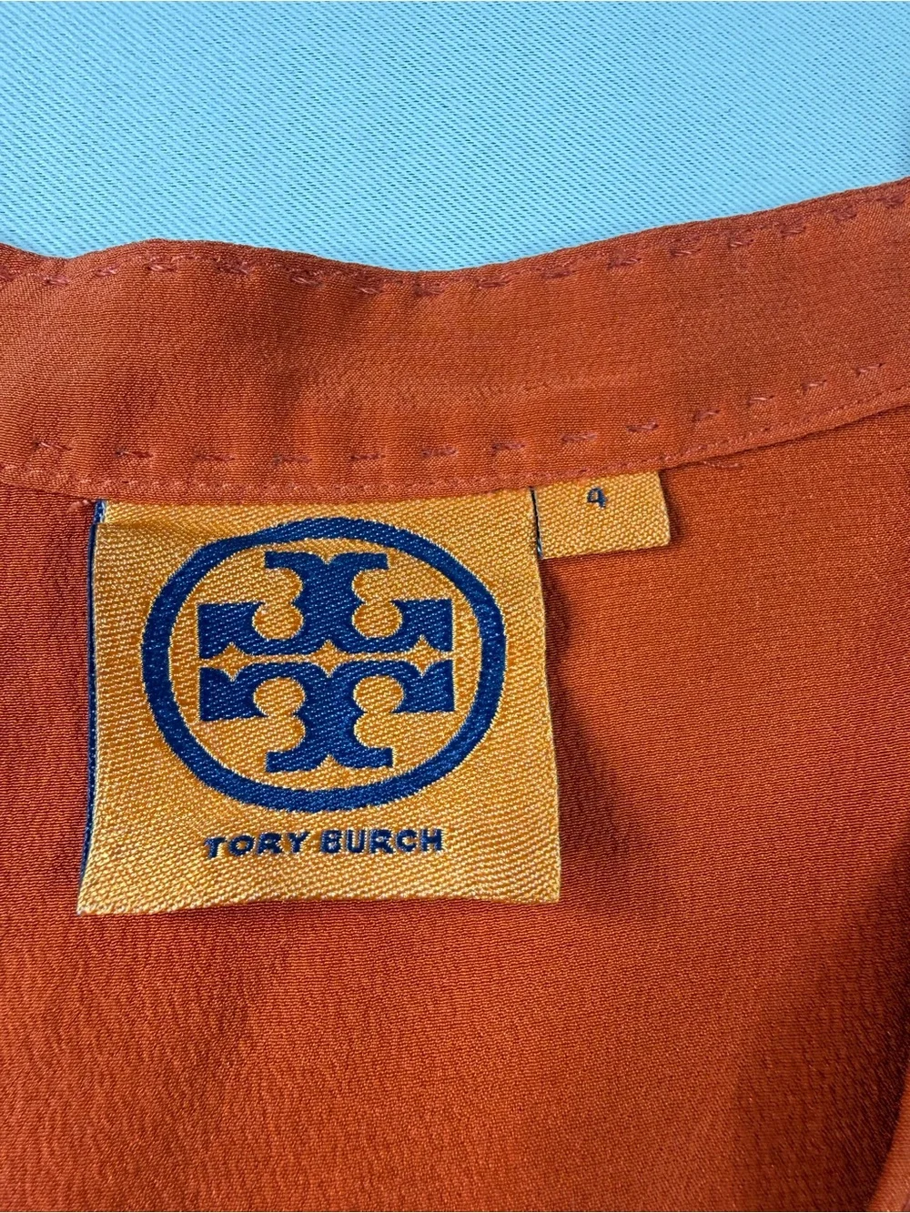 Tory Burch 100% Silk Orange Blouse -Size 4