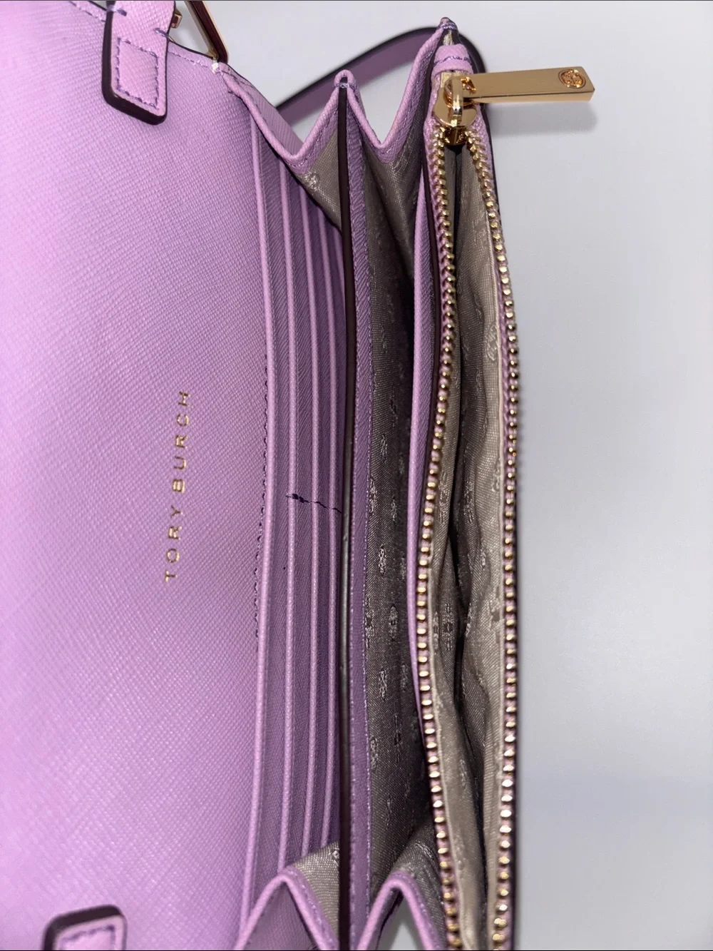 Tory Burch Lavender Saffiano Leather Chain Crossbody