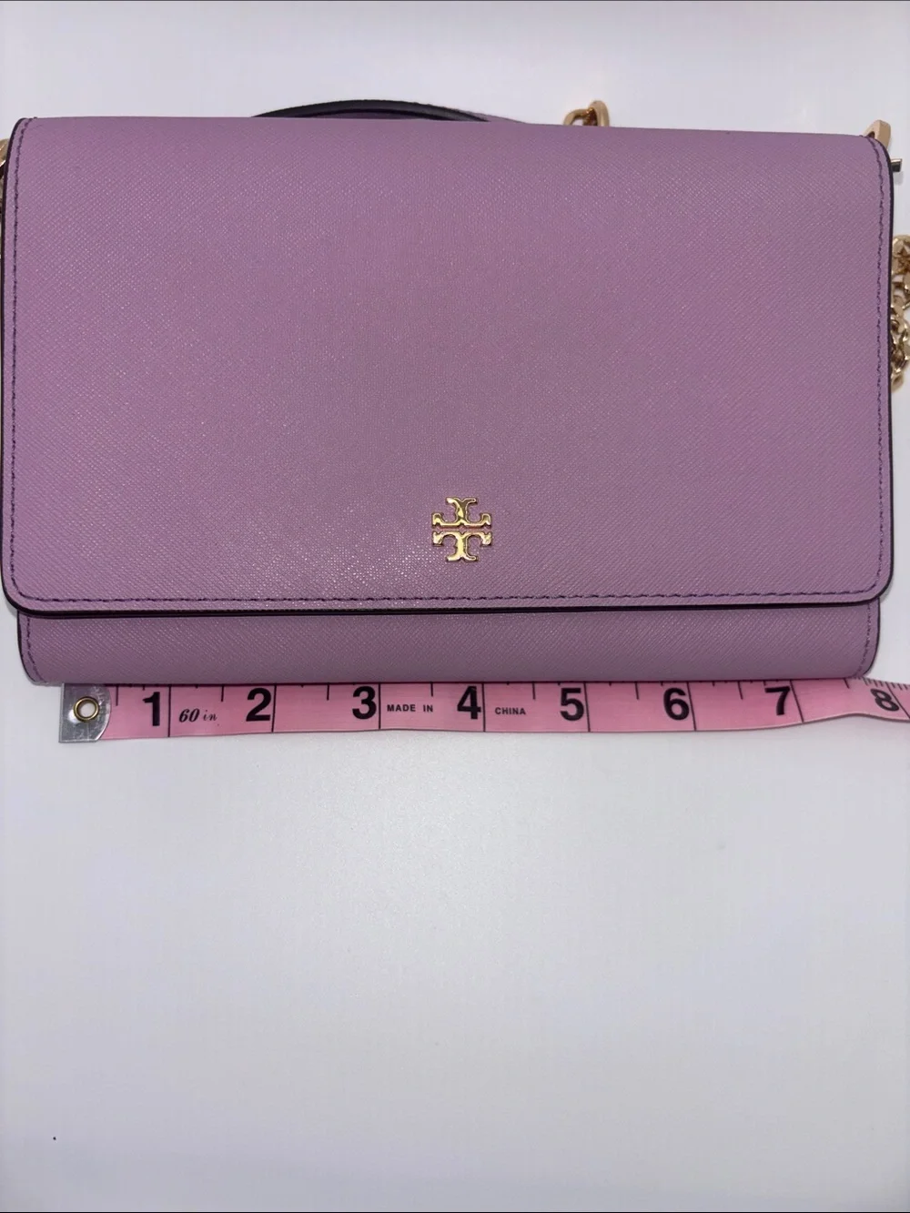 Tory Burch Lavender Saffiano Leather Chain Crossbody