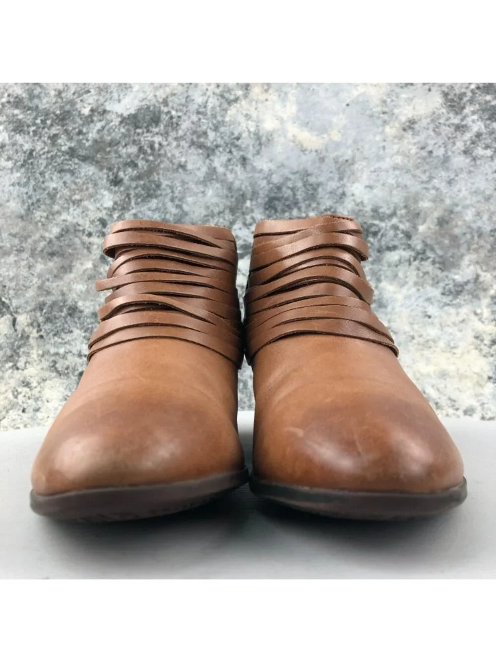 Clarks Womens Size 6M Collection Spye Celeste Brown Leather Back Zip Ankle Boots