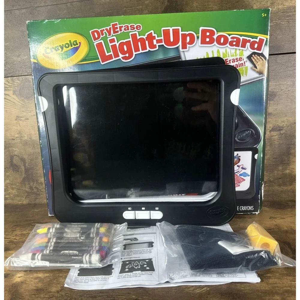 Crayola Dry Erase Light Up Board Art Set Erasable Crayon Tablet Toy Dual Sided