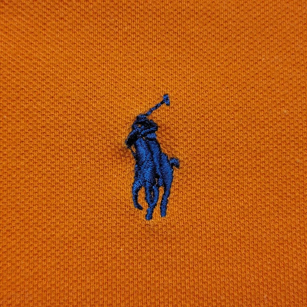 Ralph Lauren Y2K Vintage Orange Blue Pony Cotton Golf Polo Shirt Men's XXL/TTG