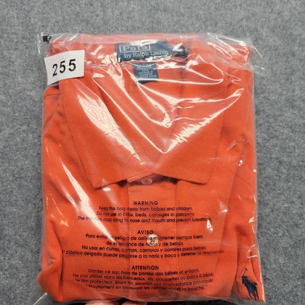 Ralph Lauren Y2K Vintage Orange Blue Pony Cotton Golf Polo Shirt Men's XXL/TTG